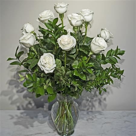 White Long Stem Roses - Tara Florist Exclusive