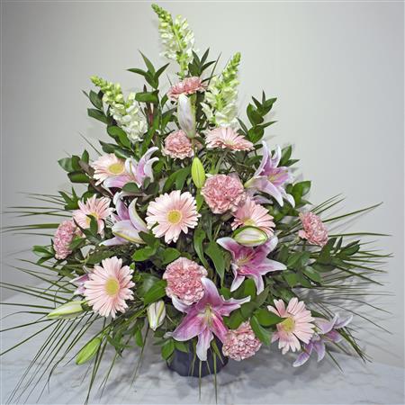 Tara Traditions - Pink and White Sympathy Basket